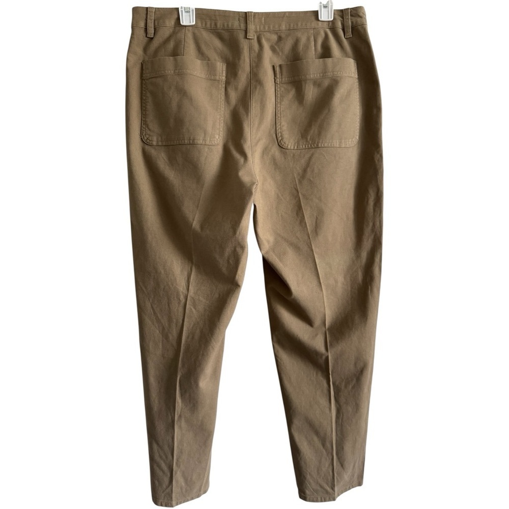 EILEEN FISHER Organic Cotton Hemp Stretch Tapered Ankle Pant Olive Khaki 12 - Picture 7 of 9
